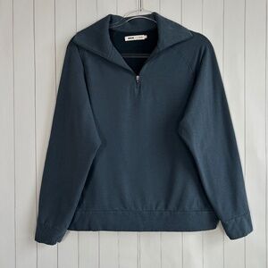 Pacas women size L half zip sweater Pimalpaca navy fleece lined super soft